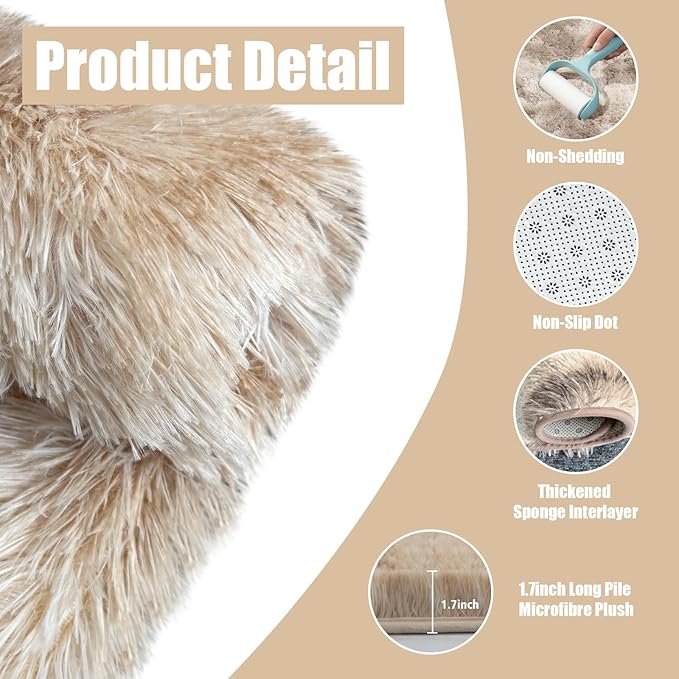 9x12 Fluffy Area Rugs for Living Room, Large Fuzzy Shag Area Rug for Bedroom - Image 3