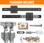 Pocket Door Slide Concealed Hardware Kit for Cabinet Wardrobe, 16in 2-Pack