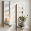 Farmhouse Wall Candle Holders Set of 2, White Wood Shutter Decor
