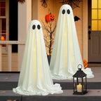 2packs Halloween Decorations Outdoor,Halloweens Party Decoration Indoor,Light Up Spooky Ghost with Remote Control String Lights,Halloween-Ghost for Yards Porches Gardens Lawn