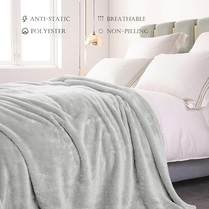 Exclusivo Mezcla Plush Fuzzy Fleece Bed Blanket Queen Size, Super Soft - Image 4