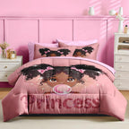 Nesker Twin Comforter Set for Girls, 5 Pieces Princess Bedding for Kids