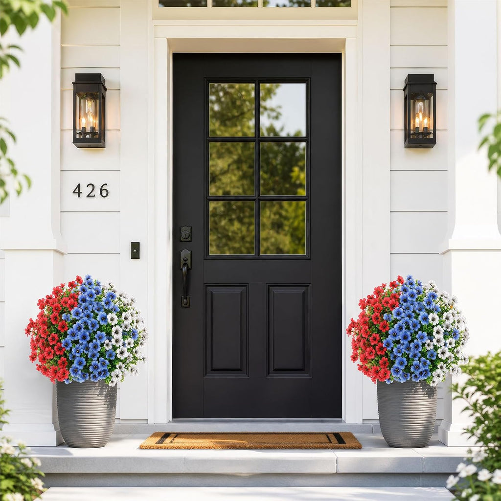 2Pcs 22" Artificial Topiary Ball Flowers for Outdoors Planters, Spring Summer Decoration, UV Resistant Faux Floral Greenery, Fake Shrubs Bushes for Indoor Outdoor Garden Yard Porch Patio Home Decor