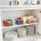 LeleCAT White Wire Baskets for Organizing with Handles，Pantry Organizers and Storage For Kitchen, Household Snack Basket for Cabinets, Closets, Bedrooms,food - Set of 4(White)