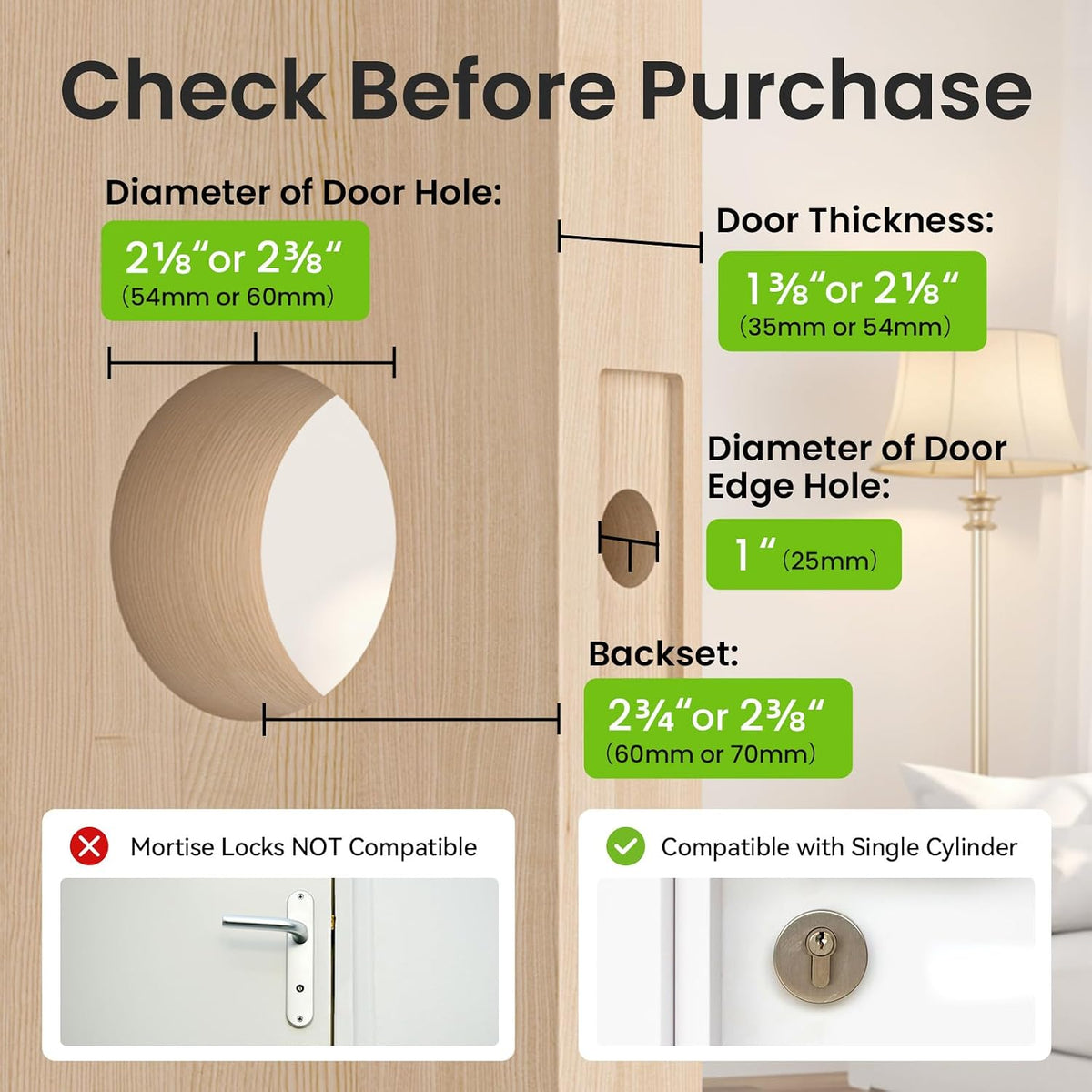 GHome Smart Fingerprint Door Lock, 4-IN-1 Smart Lock with Removable Battery