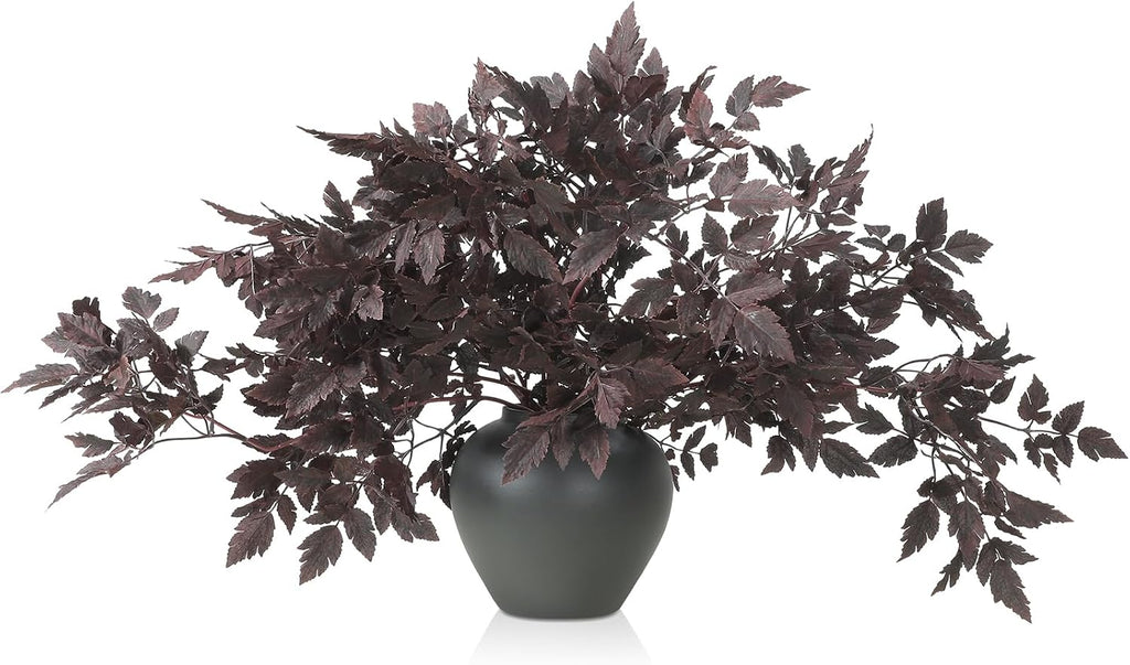 Lyrow 6 Pack 18 Inches Fall Stem Artificial Cimicifuga Plum Leaf Spray