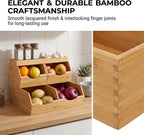 Bamboo Pantry Storage Bins Set 5 Pieces - Stackable Baskets, Potato and Onion Storage, Bamboo Wood Storage Bins for Pantry Baskets Organization and Storage, Kitchen Essential