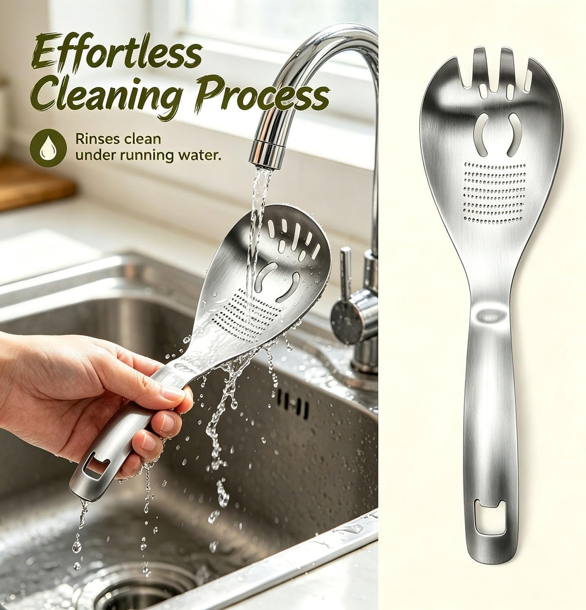 5-in-1 Stainless Steel Cooking Spoon Set, Multifunction Cooking Spoon,with Potato Masher, Egg Yolk Separator, Grater Plate, Bottle Opener & Slotted Spoon(A+B)