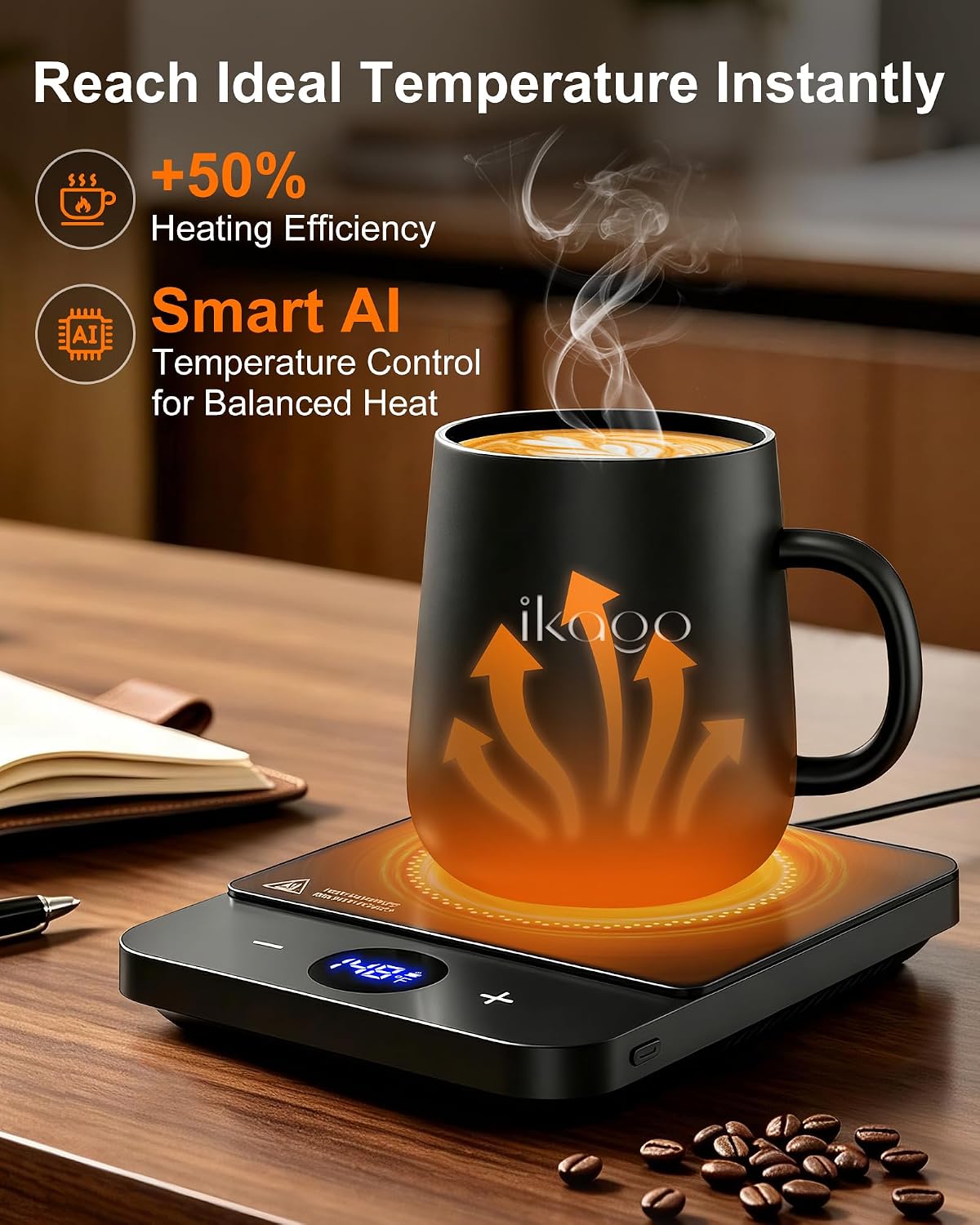 Coffee Mug Warmer for Desk, 1°F Precise Temp 100-175°F, Smart Auto Shut Off