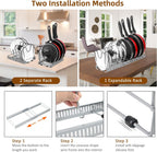 ROOHUA Pot and Pan Lid Organizer Rack for Under Cabinet, Grey