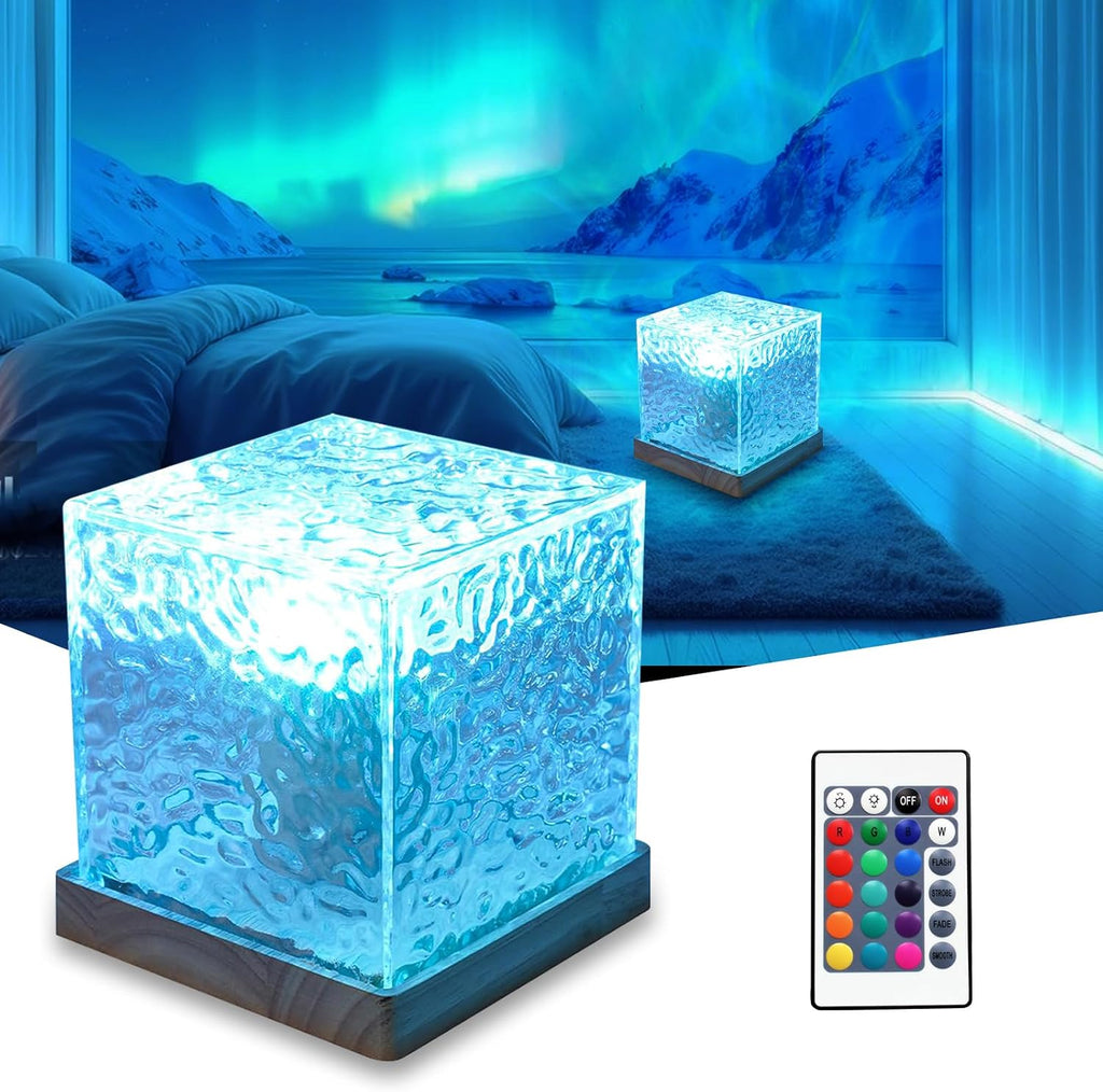 RICHMYC Ocean Wave Projector Light,16Color Rotating Water Lamp,5.3″ Plug in