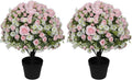 24" Artificial Potted Flowers for Outdoors, Silk Rose Faux Plants