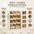 Toy Storage Organizer and Bookshelf with Drawers, Large 3-Tier, Beige