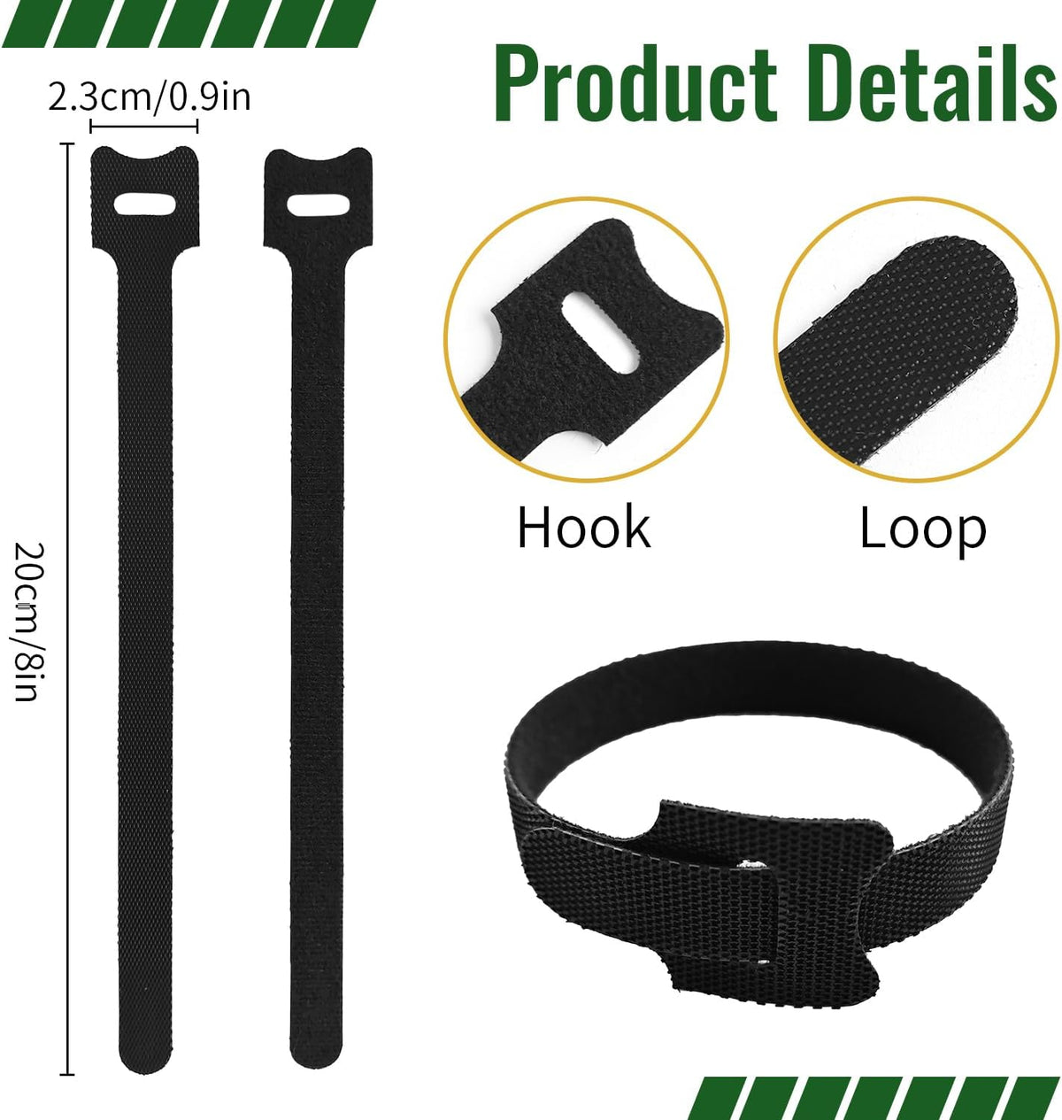 212 PCS Reusable Cable Ties, Adjustable Cable Organizer, Hook-Loop Cable Management - 8 Inch