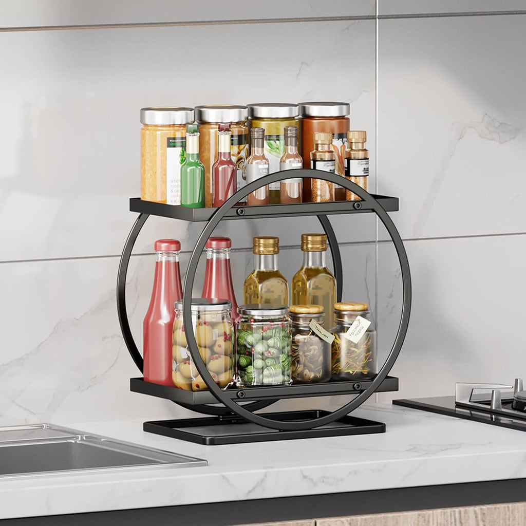 Bathroom Counter Organizer, 2-Tier Black Perfume Organizer Dresser