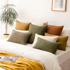 Foindtower Decorative Linen Lumbar Throw Pillow Covers 12x20 Natural Beige