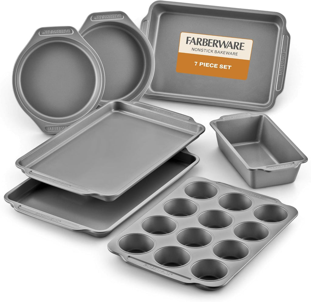 Farberware Nonstick Bakeware Set with Cooling Rack for Baking, 10-Piece