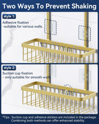 YASONIC Never Rust Shower Caddy Hanging, Aluminum Shower Racks for Inside Shower, 2-Tier Shower Organizer Hanging Over Shower Head with Hooks and Soap Holder, Gold