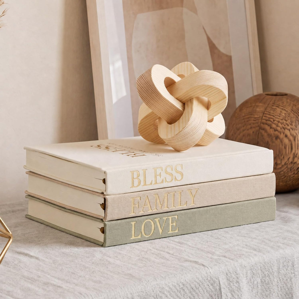 Feifeiya 6 Pcs Gold and Black Color Decorative Book & Thinker Statue Set