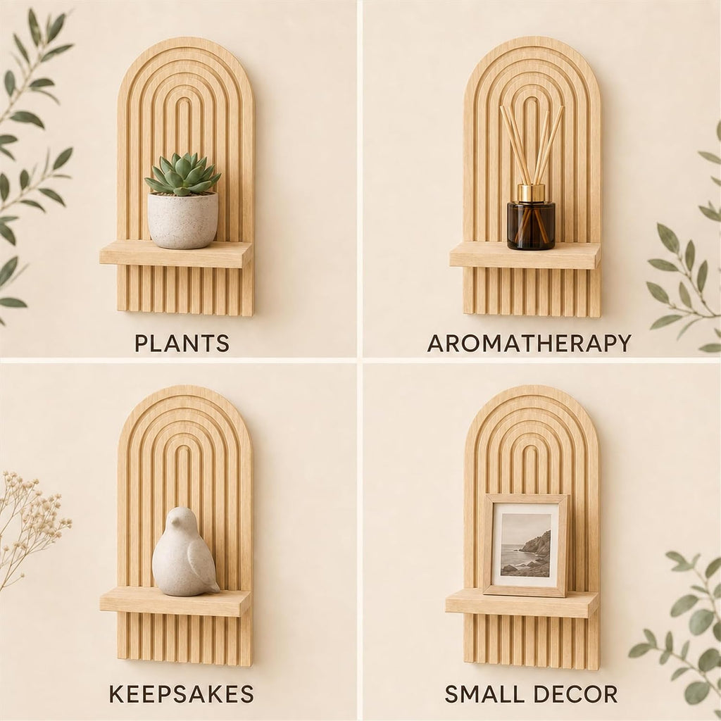 Wall Candle Holder Set of 2, Boho Wall Decor, Arch Candle Sconces, Natural
