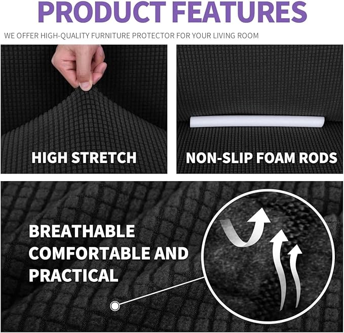 ZNSAYOTX Super Stretch Couch Cover Love Seat Sofa Covers - Image 4