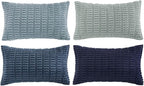 Fancy Homi Set of 4 Blue Lumbar Rectangle Decorative Throw Pillow Covers 16x24 - Image 6