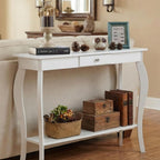 ChooChoo 39" Narrow Entryway Table with Drawer, White