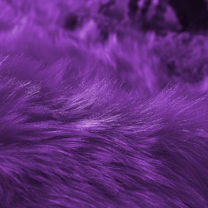 Goolela Purple Circle Rug 4ft Fluffy Round Faux Sheepskin Fur Rug - Image 6