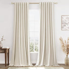 Guken 100% Blackout Linen Curtains 84 Inch Length 2 Panels Set by Guken