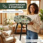 Small Round Side Table Vintage Floral - 13" William Morris Pattern - Botanical Tripod Drink Table & Nightstand with Moisture-Resistant Wrapped Legs for Living Room, Bedroom, Corner