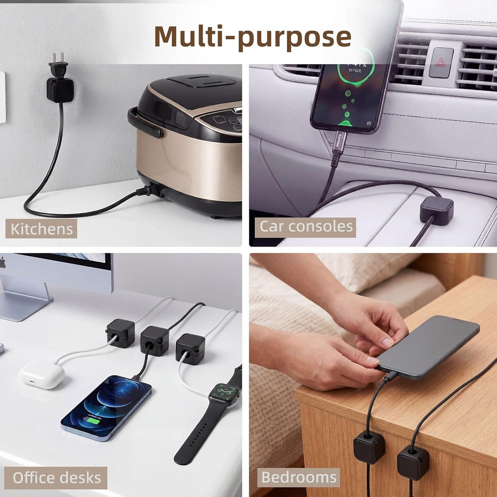 6 Pack Magnetic Cable Clips, Under Desk Cable Management for Office