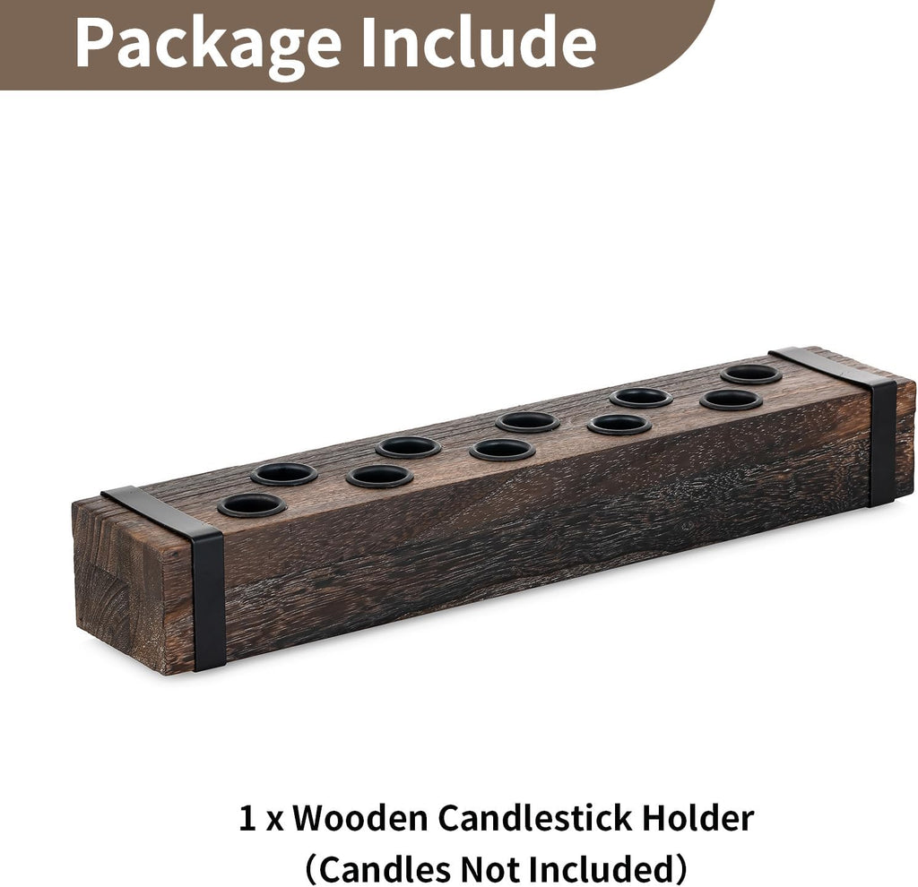 NUPTIO Wood Candelabra for Table Centerpiece: Long Taper Candle Holder