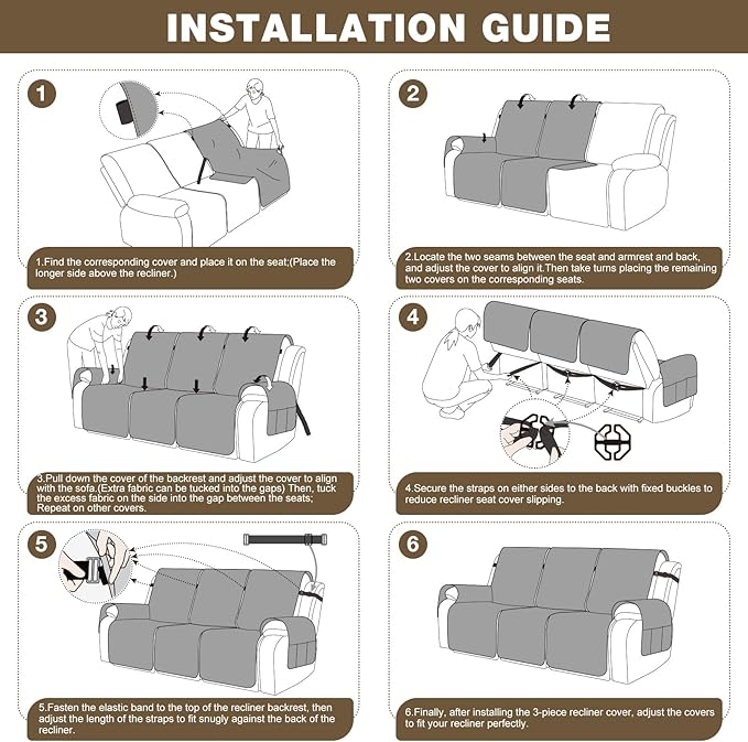 TAOCOCO 100% Waterproof Recliner Sofa Cover, Non Slip Split Couch Covers - Image 8