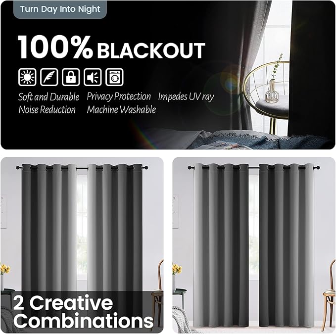 SimpleHome Blackout Curtains Ombre - Image 2