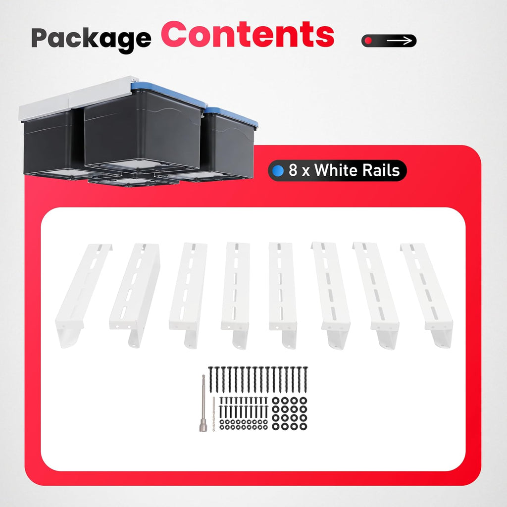 8pcs Heavy Duty Overhead Garage Storage Rack, Connectable Single