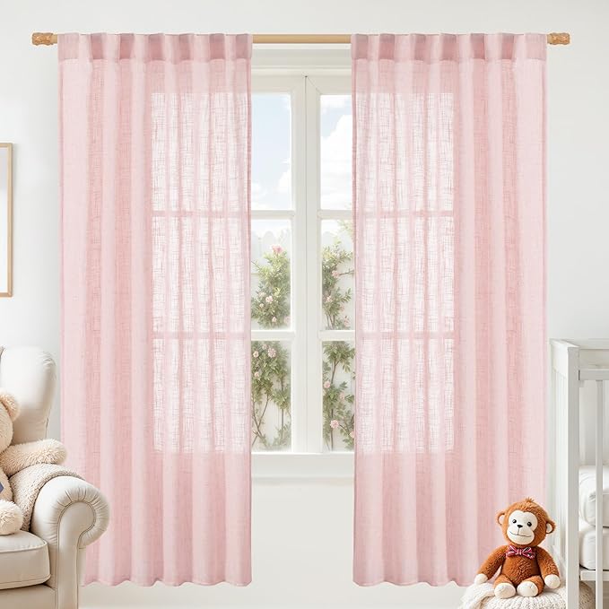 LAMIT 72 inch Pink Linen Curtains by LAMIT