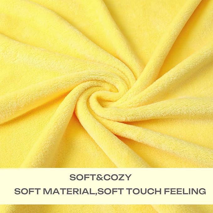 JIAHANNHA Fleece Blanket Queen Size Yellow 90 by 90 Inches Throw Blankets - Image 3