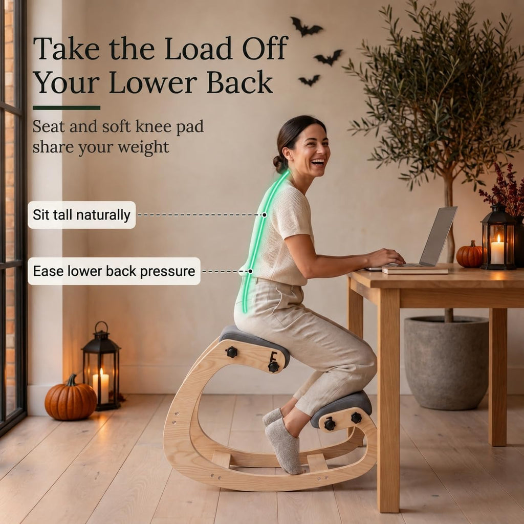 NYPOT Ergonomic Kneeling Chair with Adjustable Seats - Knee Chair for Posture Correction & Kneel Rocking Stool for Desk - Back Pain Relief for Home and Office, Supports 250 pounds - 5 Years Warranty