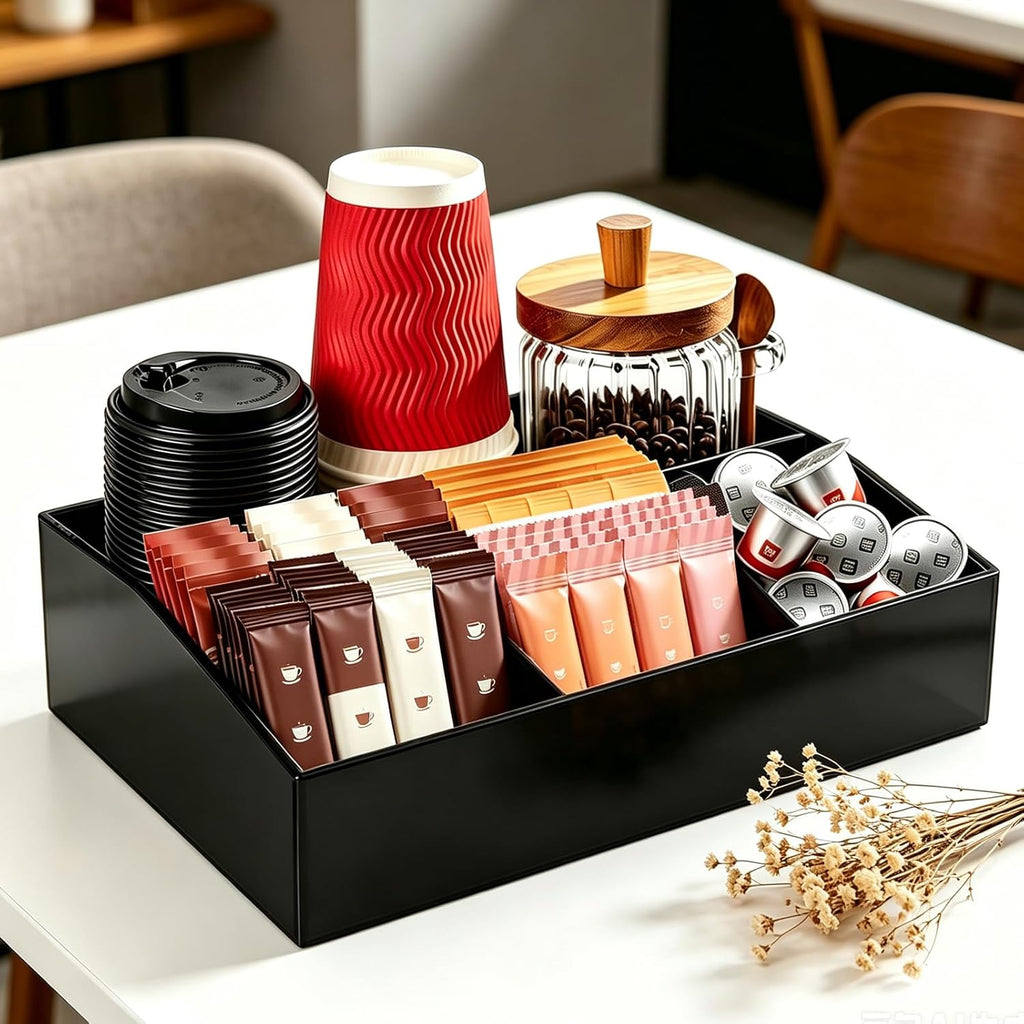 Coffee Bar Accessories, Acrylic Coffee Station Organizer Storage Box
