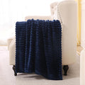 Navy Blue Fleece Throw Blanket 60”×80” by linecooo