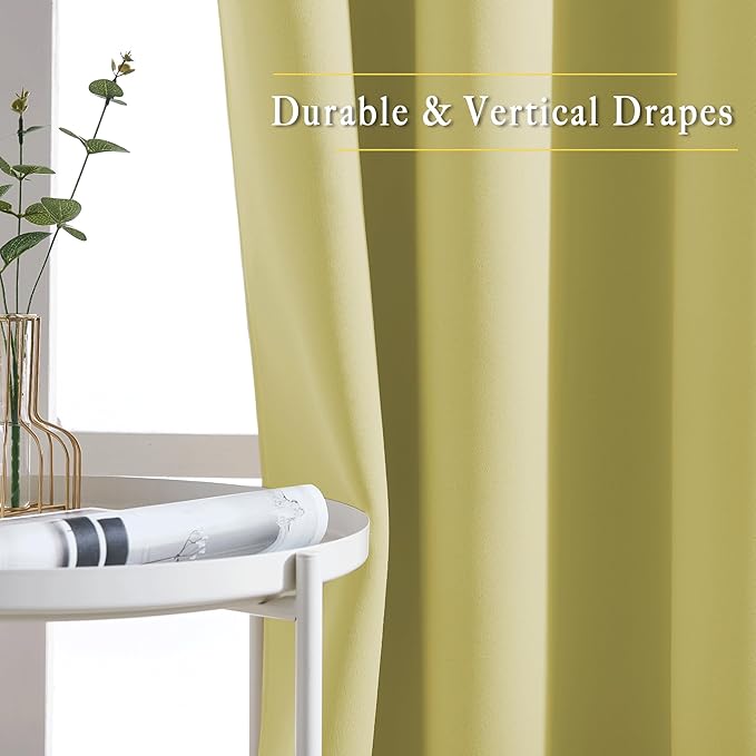 NICETOWN Paler Yellow Room Darkening Doorway Curtains 78 inch Length 2 Panels - Image 5