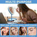 Heart Vanity Mirror, 3 Light Colors, Blue