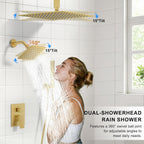 Rain Shower System Brushed Gold Shower Faucet Set Ceiling Mounted