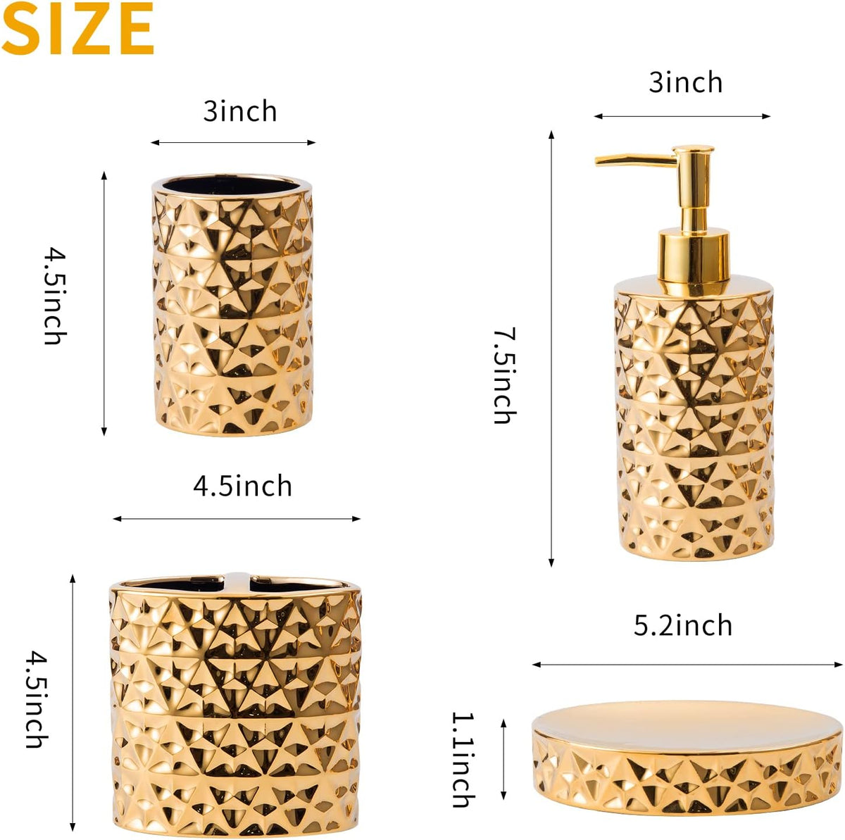 Goldenr Ceramic Bathroom Accessories Set Complete, Modern Decor,4PCS