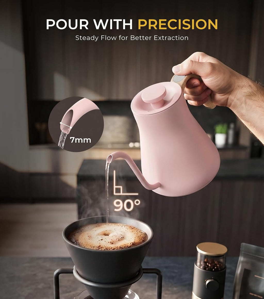 Epeios Gooseneck Electric Kettle with Temp Control,1200W,0.9L,Blush Pink