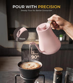 Epeios Gooseneck Electric Kettle with Temp Control,1200W,0.9L,Blush Pink