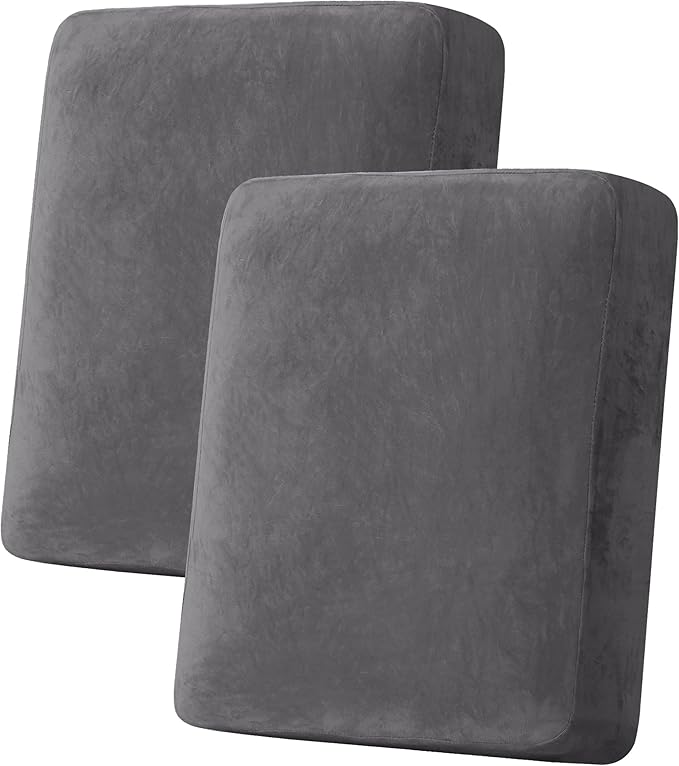H.VERSAILTEX Velvet Stretch Couch Cushion Cover Plush Cushion Slipcover by HVERSAILTEX