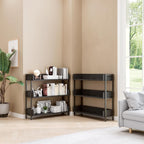 OSCHF Wide Open Shelf Bookcase, 3-Tier, Full Black