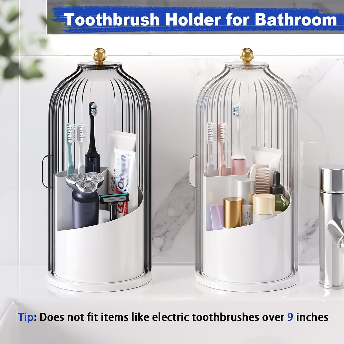 Dustproof Toothbrush Holders with Cover for Bathrooms, Tooth Brush Holder