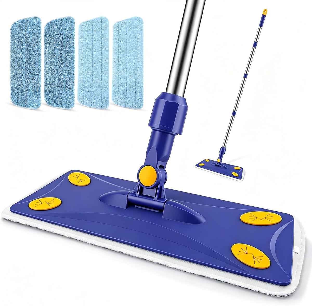 Microfiber Flat Mop for Hardwood Multi‑Surface Floor Cleaning, Blue